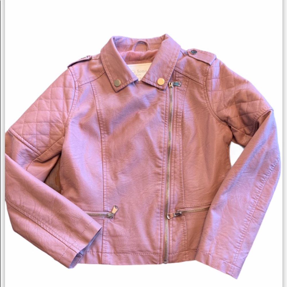 Girls Ci Sono faux leather moto jacket